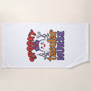 Spooky Tacular Nurse Halloween Ghost Shirt Design_ Beach Towel