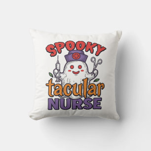 Spooky Tacular Nurse Halloween Ghost Shirt Design_ Cushion