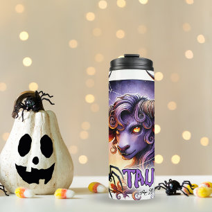 Spooky Taurus Zodiac Halloween Birthday Gift Thermal Tumbler