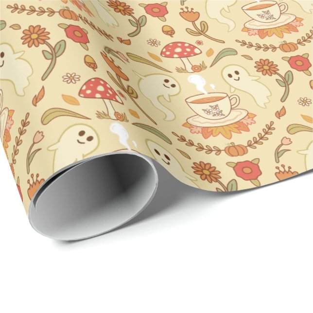 Spooky Tea Party - Bright Wrapping Paper (Roll Corner)