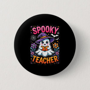 Spooky Teacher Cute Ghost Reading Book Funny Hallo 6 Cm Round Badge