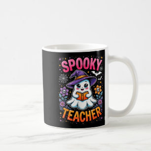 Spooky Teacher Cute Ghost Reading Book Funny Hallo Coffee Mug