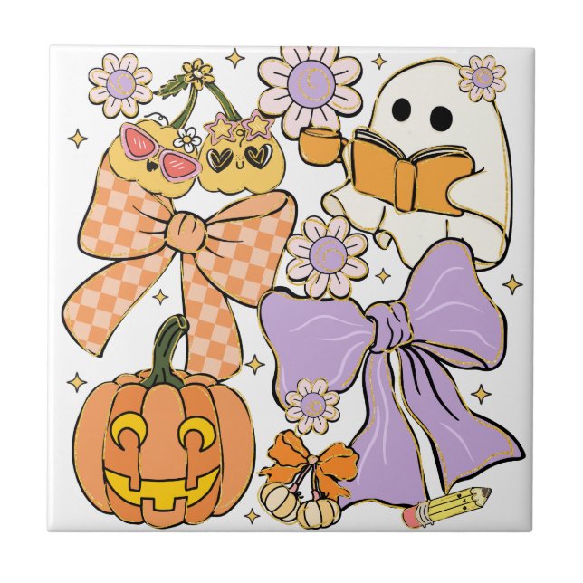 Spooky Teacher Halloween Ceramic Tile (Front)