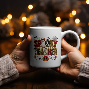 Spooky Teacher Halloween Leopard Print Mix Coffee Mug
