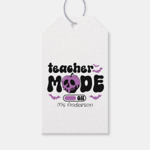 Spooky Teacher Halloween “Mode On” Apple & Bats Gift Tags