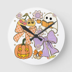 Spooky Teacher Halloween Round Clock