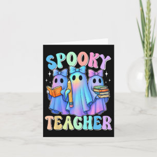 Spooky Teacher Pastel Galaxy Ghost Halloween Trick Card