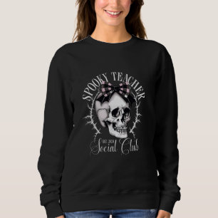 Spooky Teacher Social Club Skull Coquette Bow Cute Sweatshirt