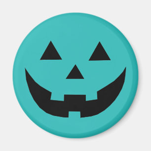 Spooky teal Jack o lantern pumpkin Halloween Magnet