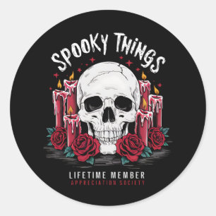 Spooky Things Appreciation Society Skull Roses Classic Round Sticker