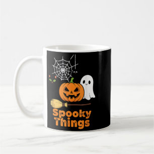 Spooky Things Cute Halloween Pumpkin Ghost Black Coffee Mug
