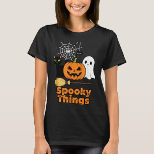 Spooky Things Cute Halloween Pumpkin Ghost Black T-Shirt