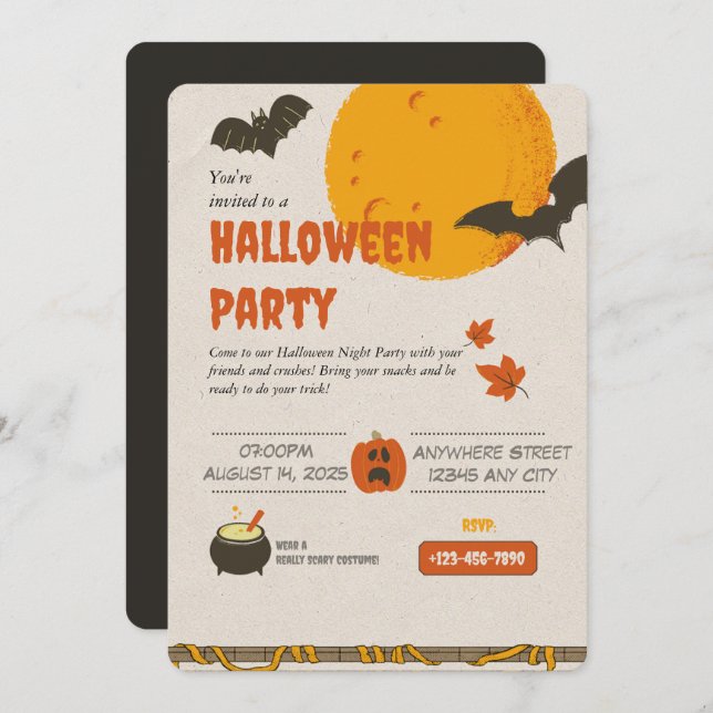 Spooky Things Halloween Party Invitation (Front/Back)
