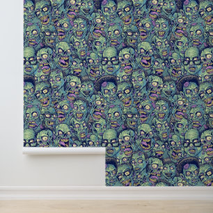 Spooky tiled zombie Halloween Wallpaper