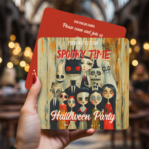 Spooky Time Creepy Vintage Halloween Invitation