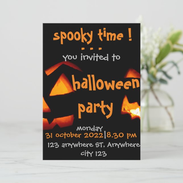 Spooky time, elegant halloween party invitation (Standing Front)