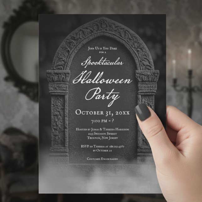 Spooky Tombstone & Fog Halloween Party Invitation (Creator Uploaded)