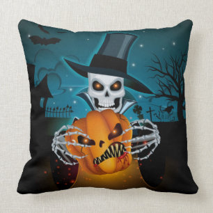 Spooky Top Hat Skeleton Cushion