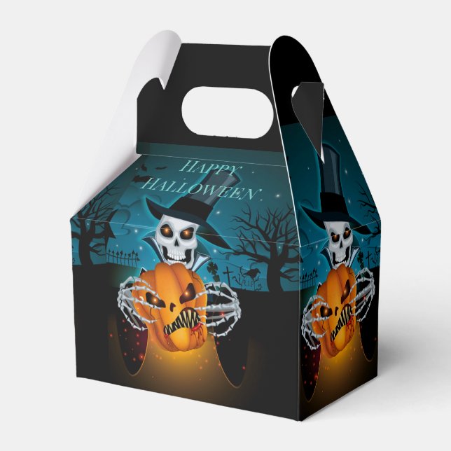 Spooky Top Hat Skeleton Gable Favour Box (Front Side)
