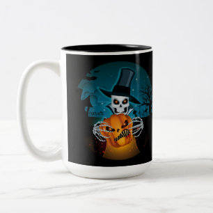 Spooky Top Hat Skeleton Two-Tone Coffee Mug