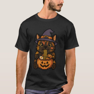 Spooky Tortoiseshell Cat Pumpkin Japanese Ramen No T-Shirt