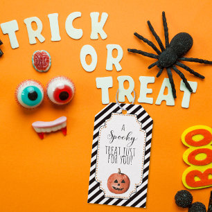 Spooky Treat Just for You Halloween Pumpkin favour Gift Tags