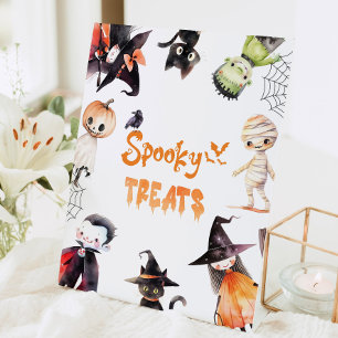 Spooky treats Halloween Monsters Costume party Pedestal Sign