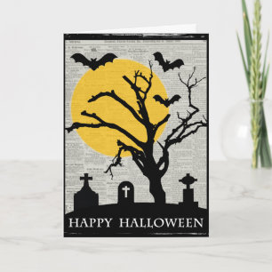 Spooky Tree and Tombstone Halloween Card