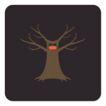 Spooky Tree Wearing A Face Mask Sticker