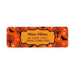 Spooky Trees and Bats Halloween Pattern Return Address Label