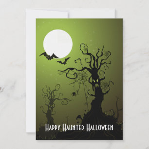 Spooky Trees Bats Spiders Full Moon Halloween Invitation