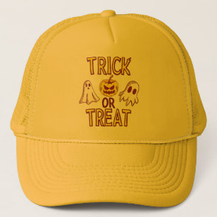 Spooky Trick or Treat Halloween - ghosts & pumpkin Trucker Hat