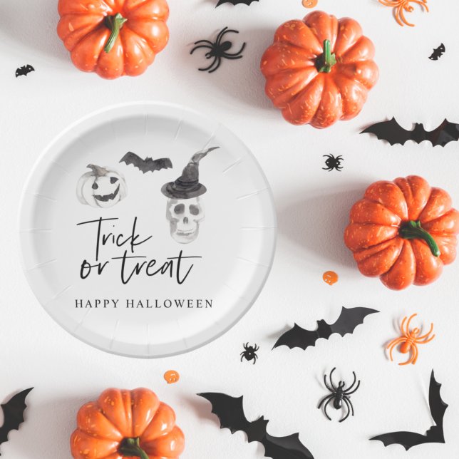 Spooky Trick or Treat | Halloween Party  Paper Plate (Creator Uploaded)