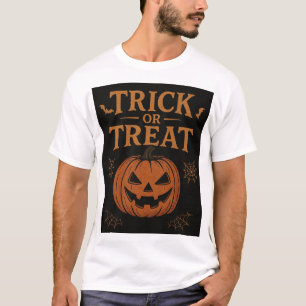 Spooky “Trick or Treat” Halloween Pumpkin Design T-Shirt