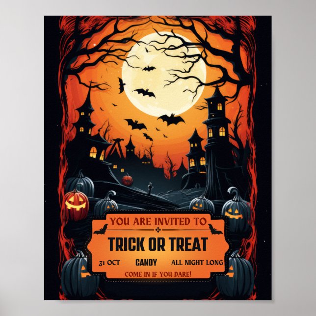Spooky Trick or Treat Invitation Poster (Front)
