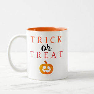 Spooky Trick Or Treat Jack-o'-lantern Halloween Two-Tone Coffee Mug