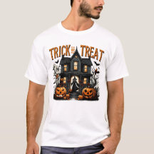 Spooky trick or treat night at a haunted house