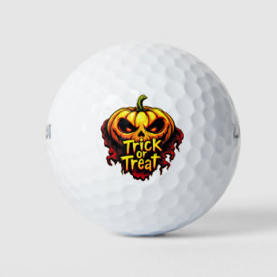 Spooky "Trick or Treat" Pumpkin Halloween Art Golf Balls