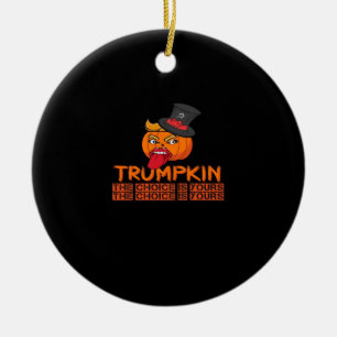 Spooky Trumpkin Halloween Top Hat & Tongue Out– Is Ceramic Ornament