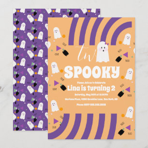 Spooky Two Groovy Letters Halloween Ghost Party In Invitation