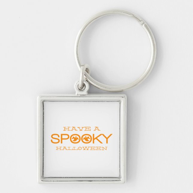 Spooky Typography Halloween Premium Keychain (Front)
