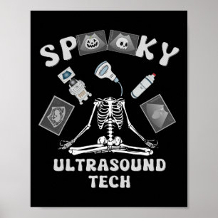 Spooky Ultrasound Tech Skeleton Halloween Costume  Poster