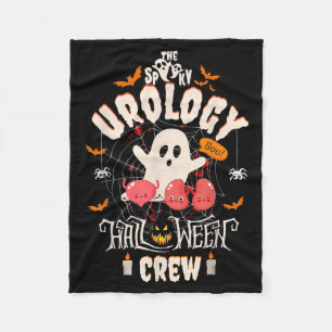 Spooky Urology Halloween Crew Cute Ghost Nurse Fleece Blanket
