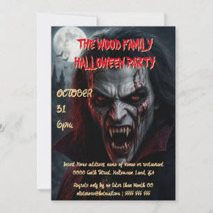 Spooky Vampire Adult Halloween Party Invitation