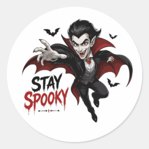 Spooky Vampire Cartoon Classic Round Sticker