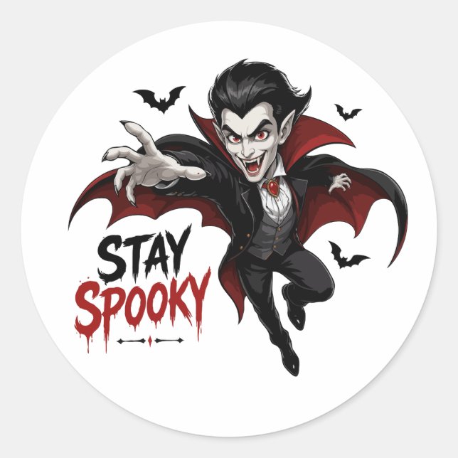 Spooky Vampire Cartoon Classic Round Sticker (Front)
