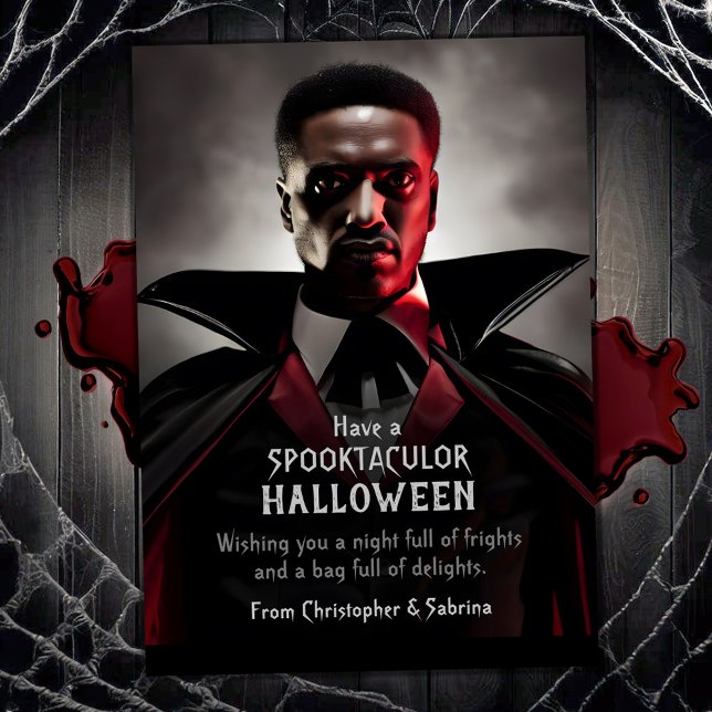 Spooky Vampire Dracula Halloween Greeting Holiday Card (Creator Uploaded)