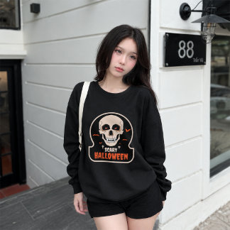 Spooky Vampire Skull Sticker Art Sweatshirt