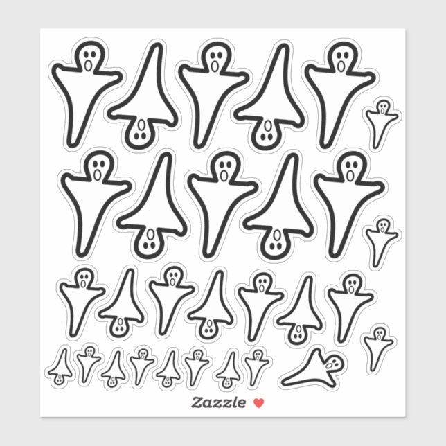 Spooky Various Sized Halloween Ghost Stickers (Sheet)