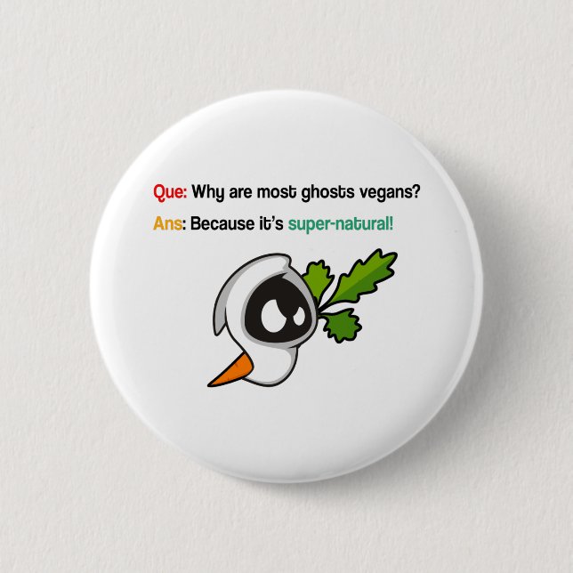 spooky vegan joke 6 cm round badge (Front)